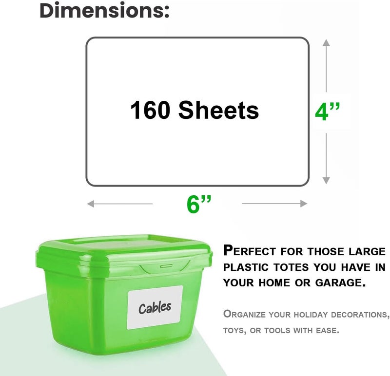 Lrogoe 150 Pcs Labels for Storage Bins, 6 X 4 Inch Removable Tear Resistant No Residue Storage Bins Labels for Home Organization, Storage, Business, School - Image 3